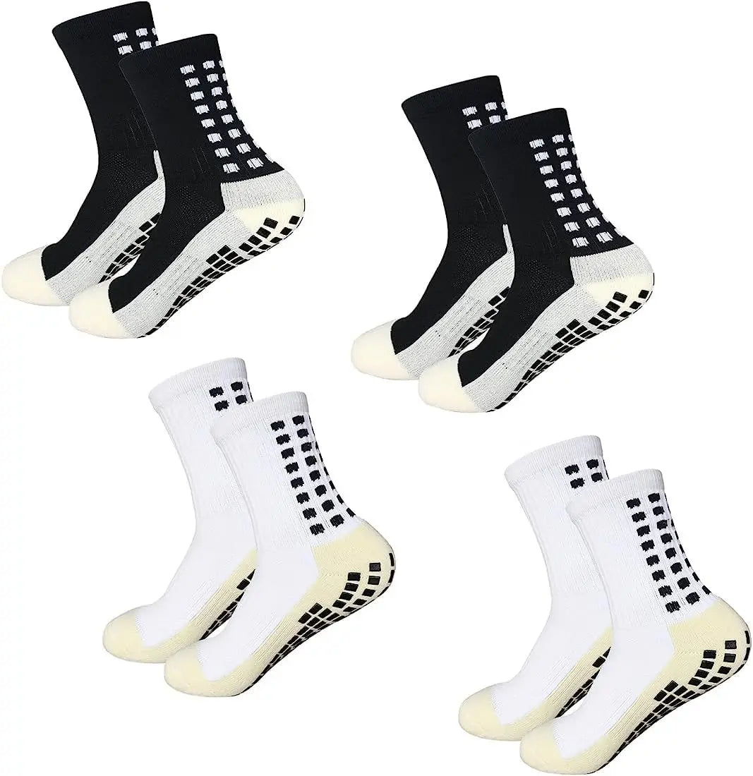 4 Pair Men'S Soccer Socks anti Slip Non Slip Grip Pads for Football Basketball Sports Grip Socks