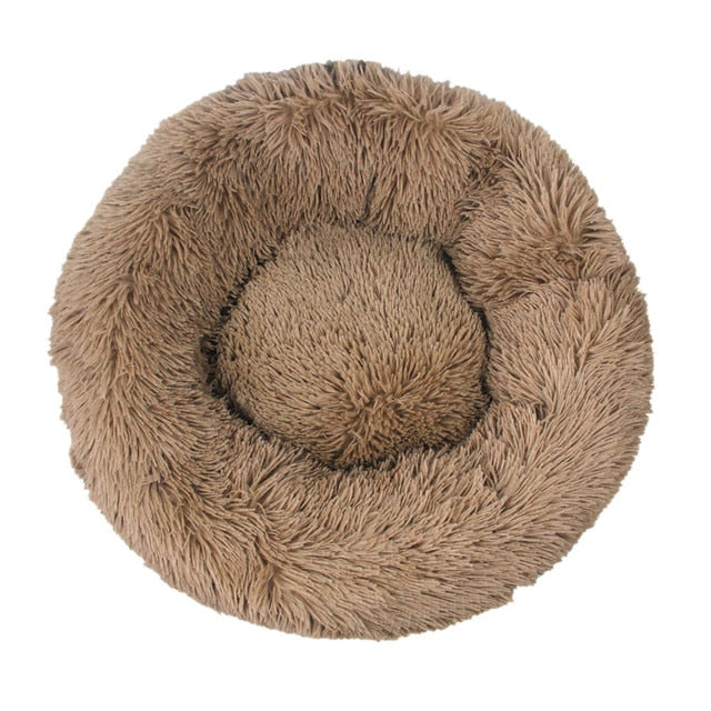 Dog Calming Beds for Small Medium Dogs - round Donut Washable Dog Bed, Anti-Slip Faux Fur Fluffy Donut Cuddler Anxiety Cat Bed(16" Light Grey)