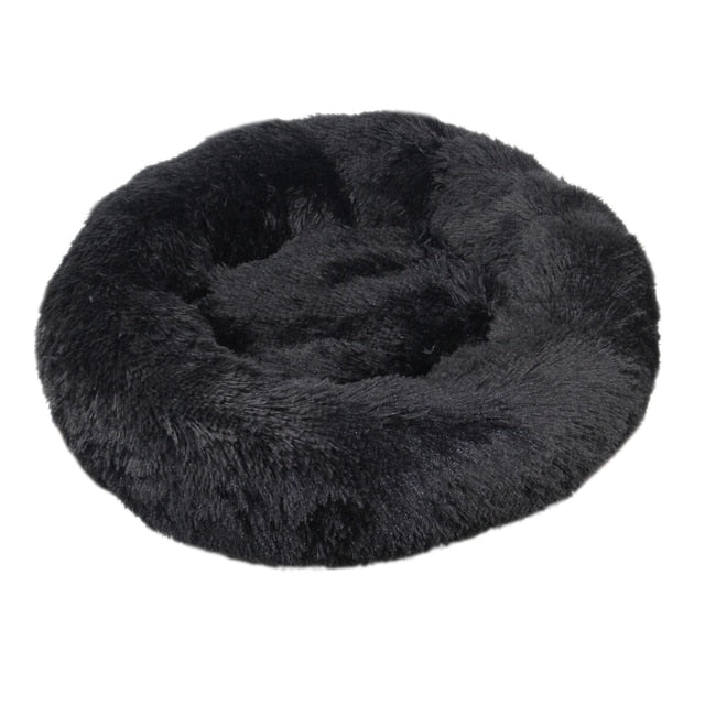 Dog Calming Beds for Small Medium Dogs - round Donut Washable Dog Bed, Anti-Slip Faux Fur Fluffy Donut Cuddler Anxiety Cat Bed(16" Light Grey)
