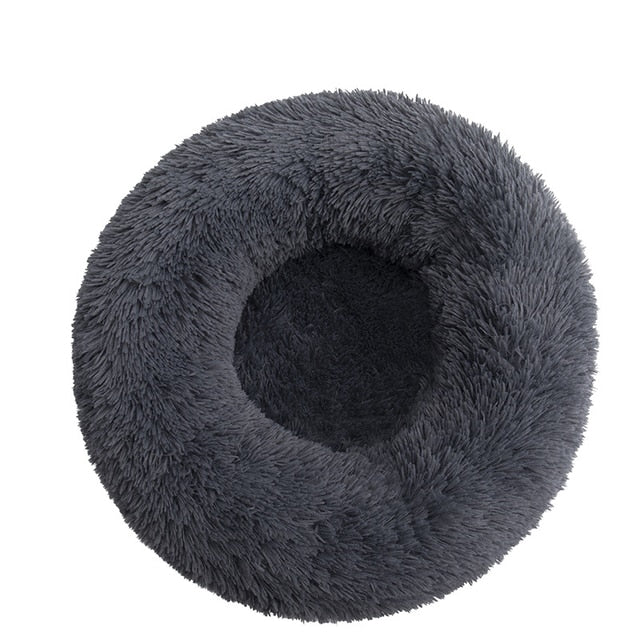 Dog Calming Beds for Small Medium Dogs - round Donut Washable Dog Bed, Anti-Slip Faux Fur Fluffy Donut Cuddler Anxiety Cat Bed(16" Light Grey)