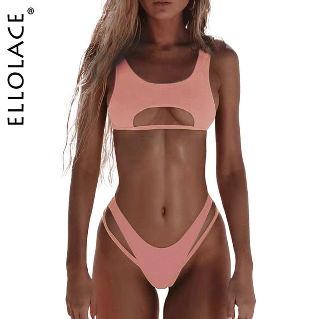 High Cut Hollow Out Micro Swimwear by Ellolace