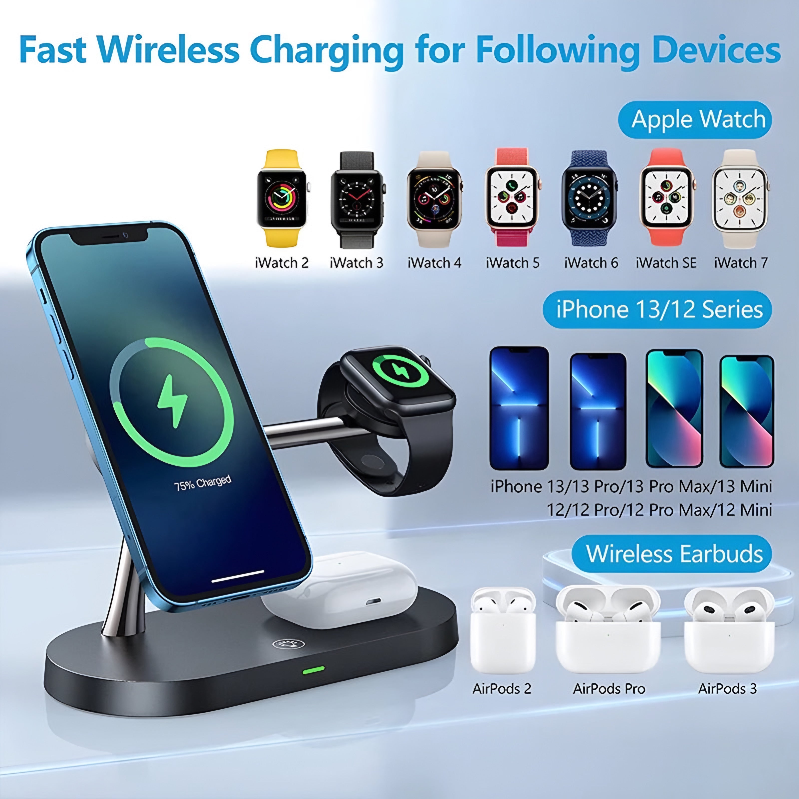 3-in-1 Wireless Magsafe Charger Stand