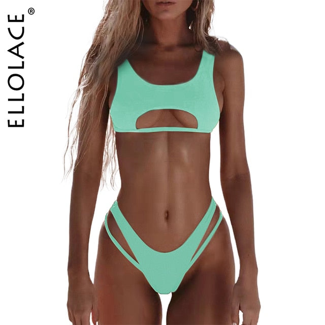 High Cut Hollow Out Micro Swimwear by Ellolace