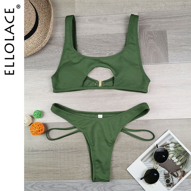 High Cut Hollow Out Micro Swimwear by Ellolace