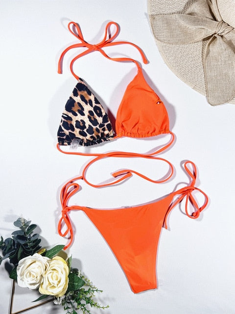 Leopard 2 Piece Bikini Set by ELLOLACE