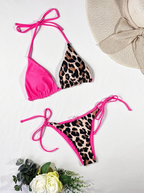 Leopard 2 Piece Bikini Set by ELLOLACE