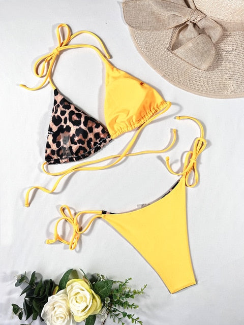 Leopard 2 Piece Bikini Set by ELLOLACE