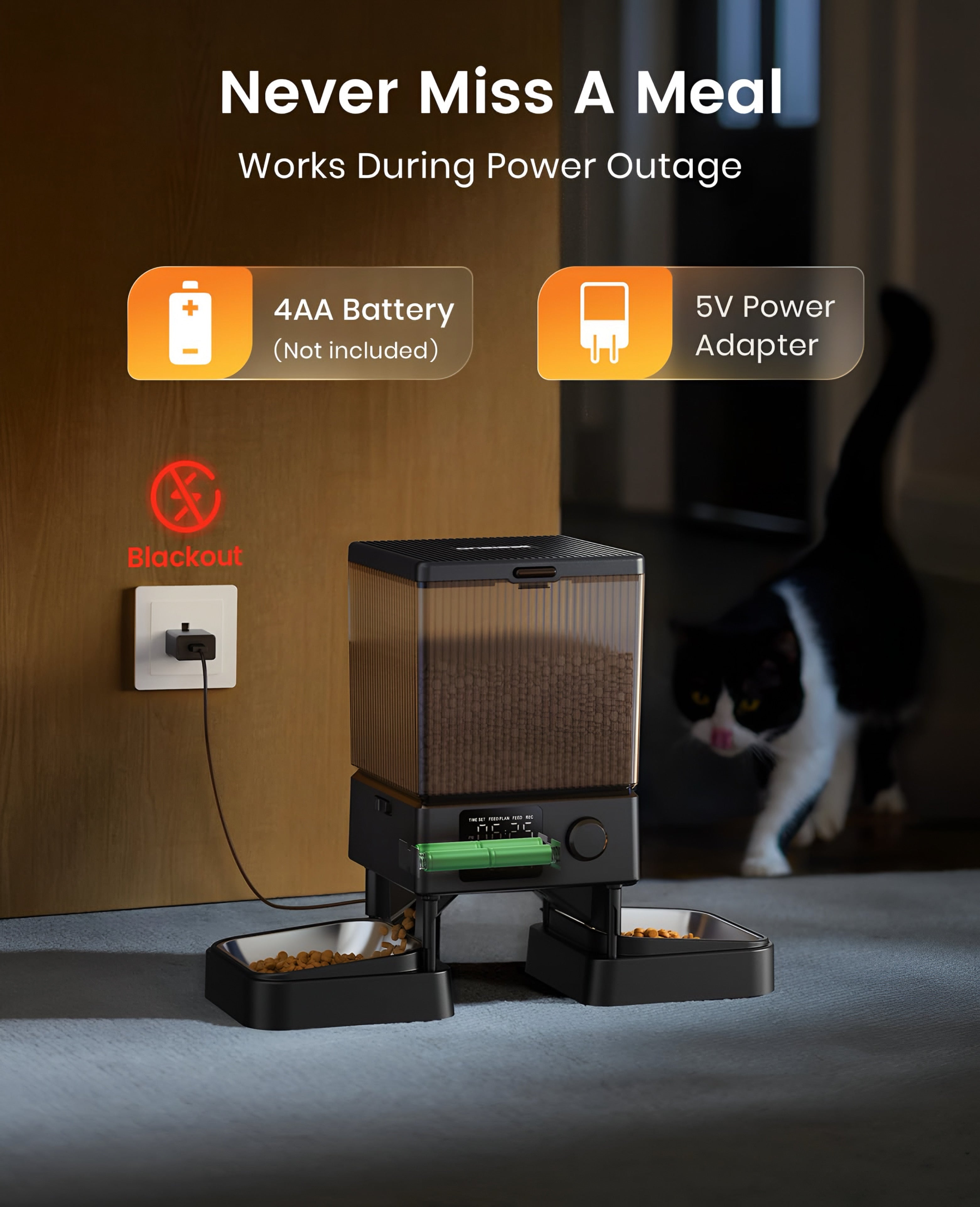 Smart 5L Automatic Pet Feeder with 5G WiFi & Voice Recorder for 2 Cats or 2 Small Dogs Pets By Oneisall