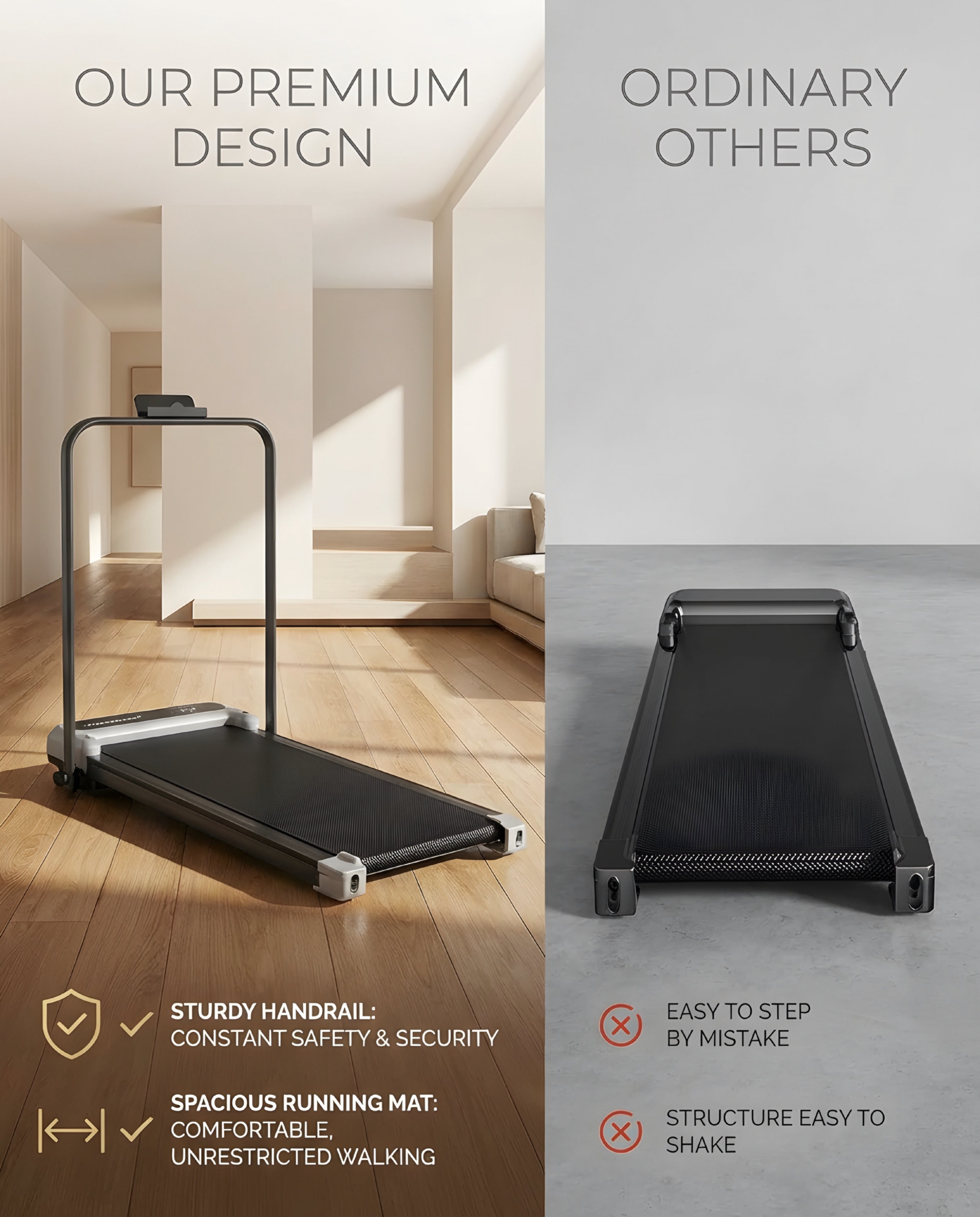 Portable Walking Pad Treadmill with Incline for Home Fitness & Under Office Desk Walking