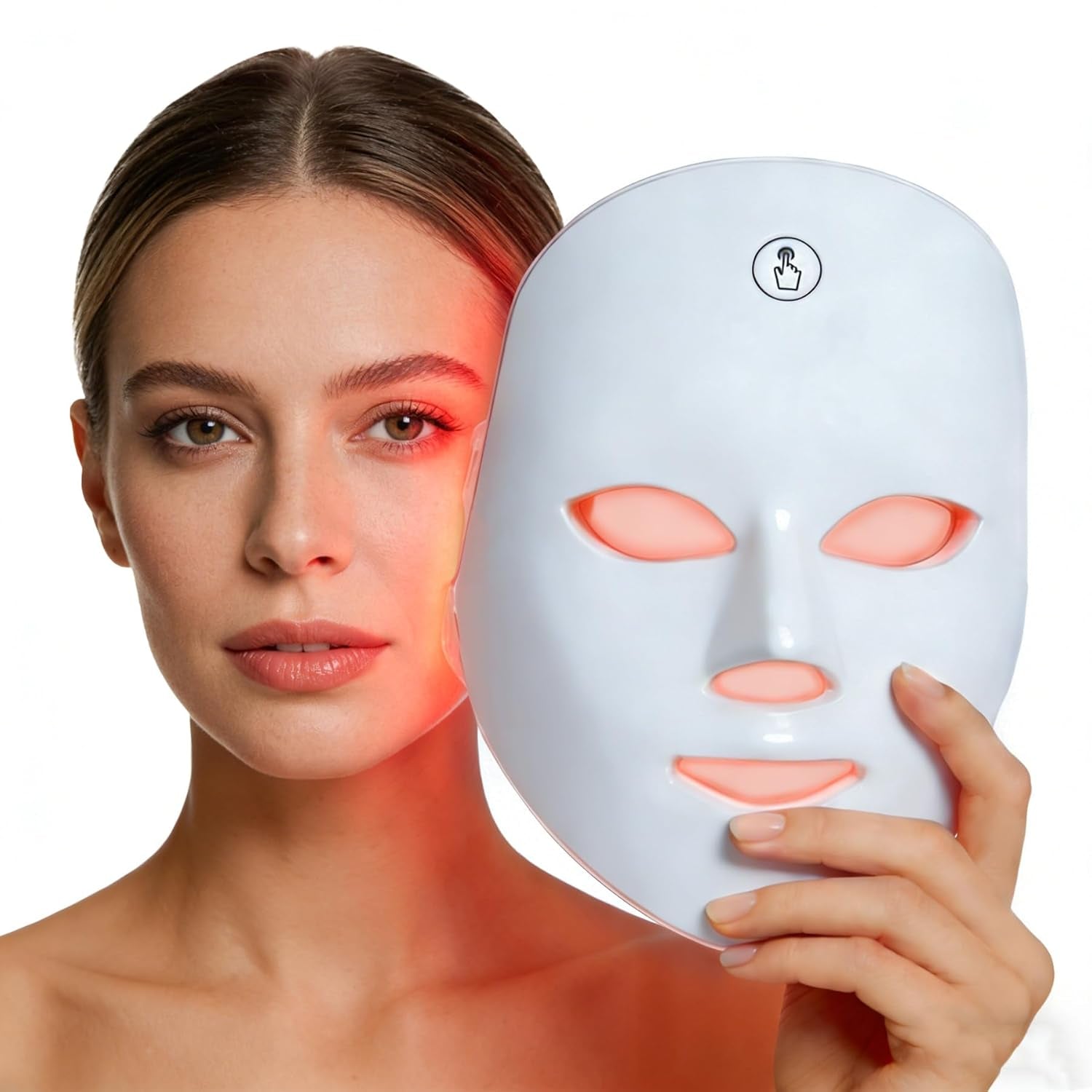 Red Light Mask for Face, 7-In-1 Colors Red Light Face Mask with USB-C Rechargeable, Cordless & Portable for at Home & Travel