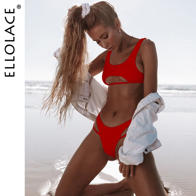 High Cut Hollow Out Micro Swimwear by Ellolace