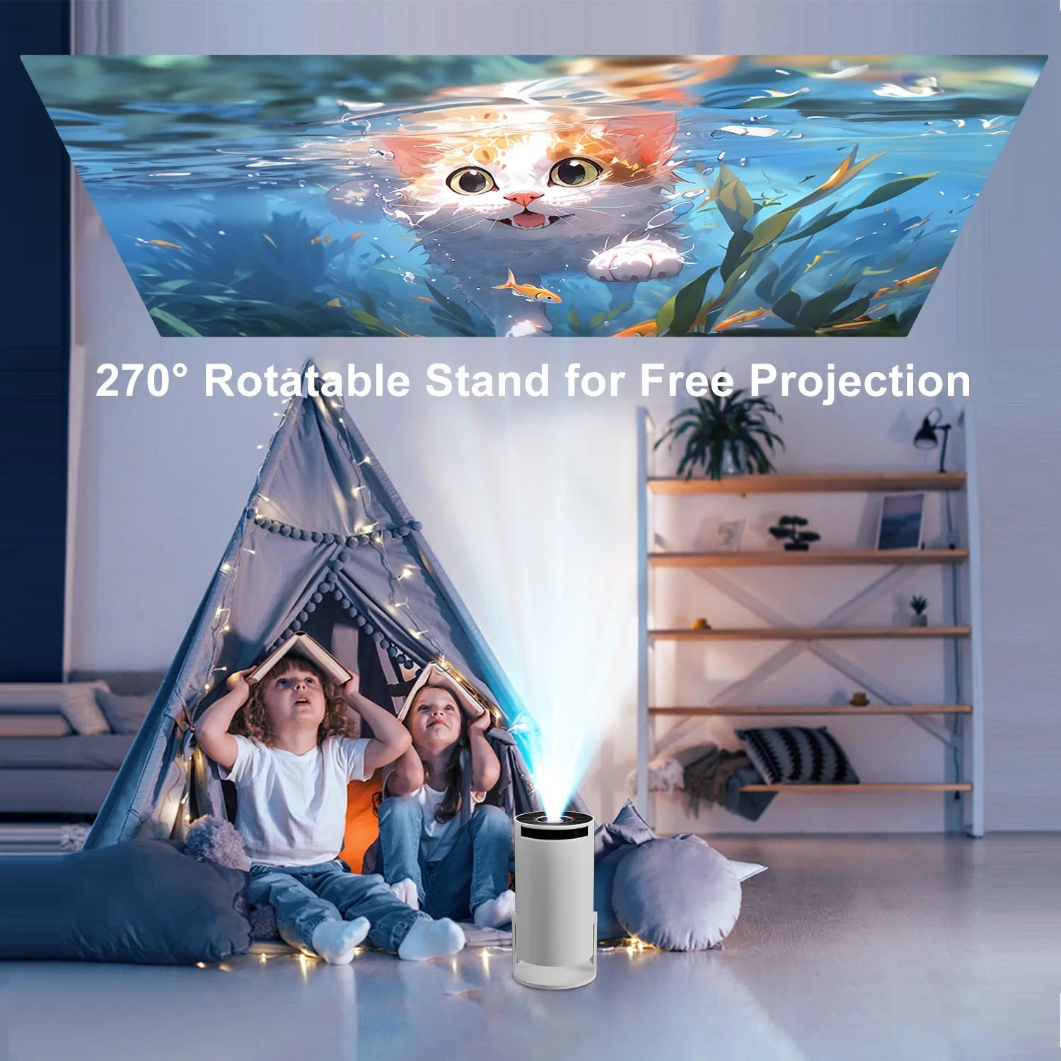 Projector 4K 1080P Support with Bluetooth and Wifi 6, Auto Correction/Focus, Mini Projector Smart for Movie Projection