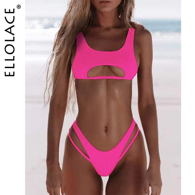 High Cut Hollow Out Micro Swimwear by Ellolace