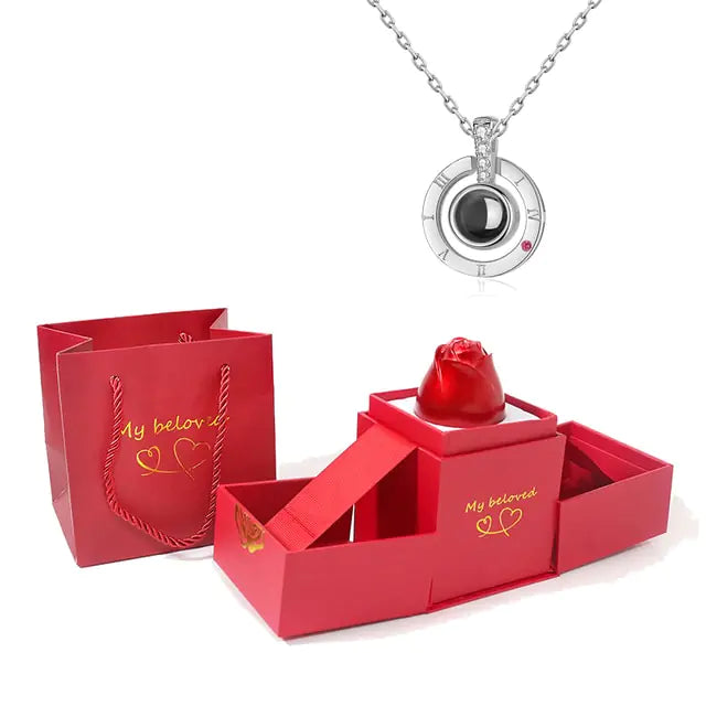 Projection Necklace With Rose Gift Box