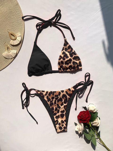 Leopard 2 Piece Bikini Set by ELLOLACE