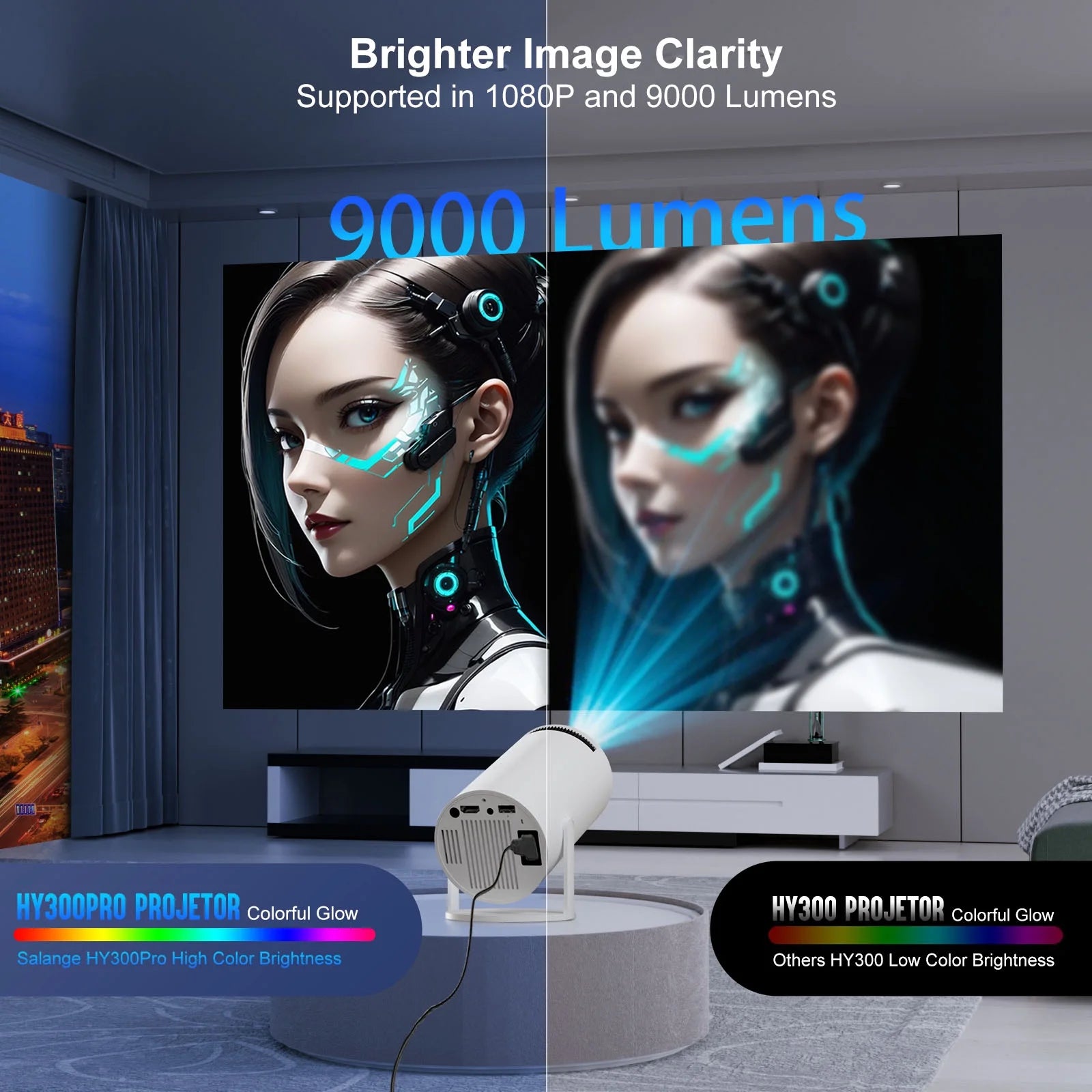 Projector 4K 1080P Support with Bluetooth and Wifi 6, Auto Correction/Focus, Mini Projector Smart for Movie Projection