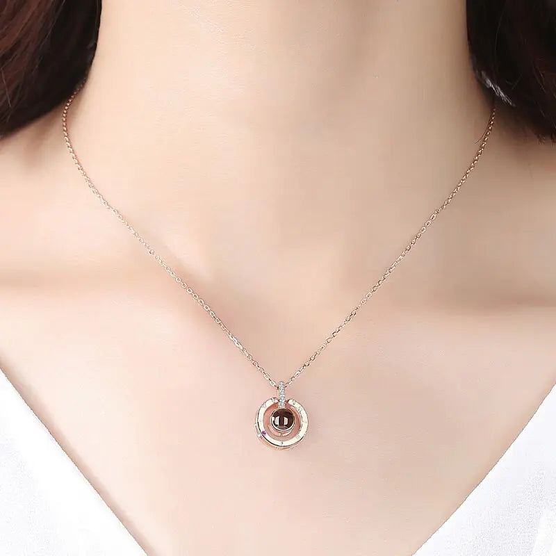 Projection Necklace With Rose Gift Box