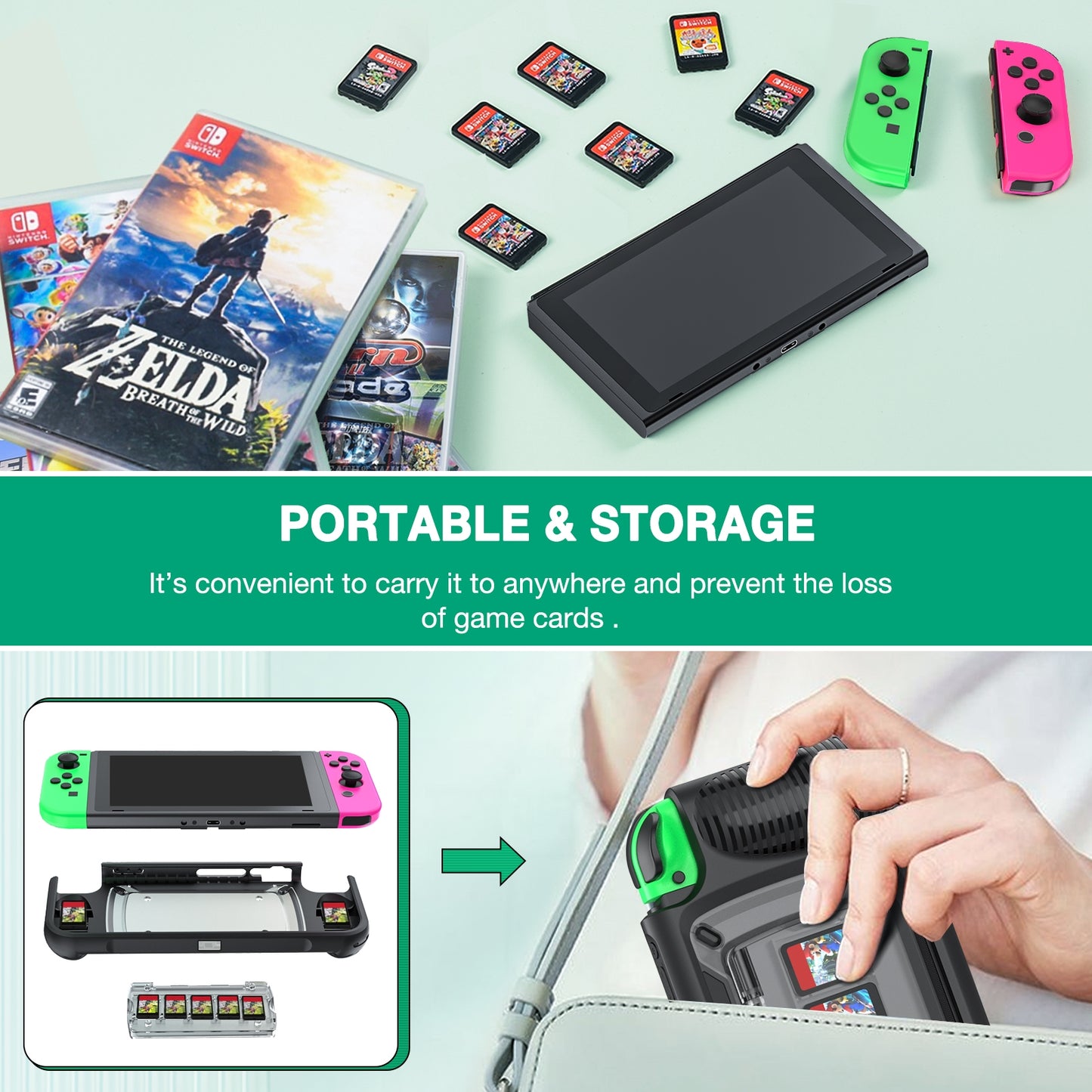 Protective Cover For Nintendo Switch with 7 storage slots