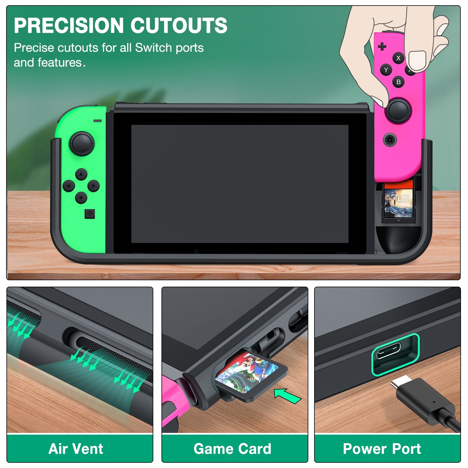 Protective Cover For Nintendo Switch with 7 storage slots