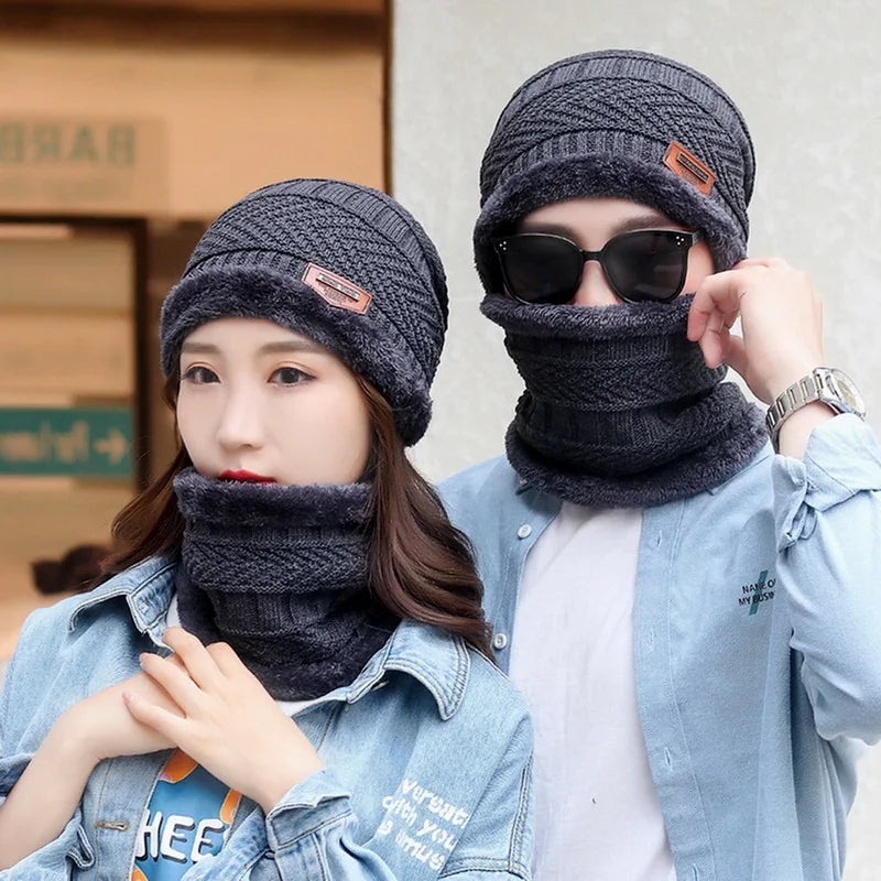 Winter Unisex Knit Beanie/ Neck Warmer Set by SungBeanie™