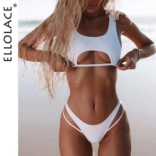 High Cut Hollow Out Micro Swimwear by Ellolace